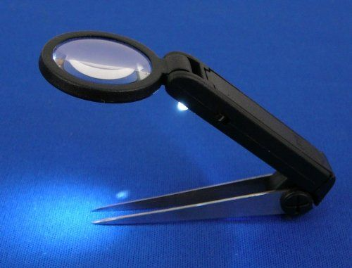 LED 4X Magnifier with Tweezers