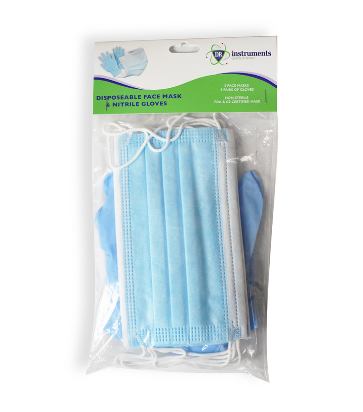 Checkout our Disposable Face Mask and Nitrile Gloves - 5 Pack - Protective Kit - DR Instruments