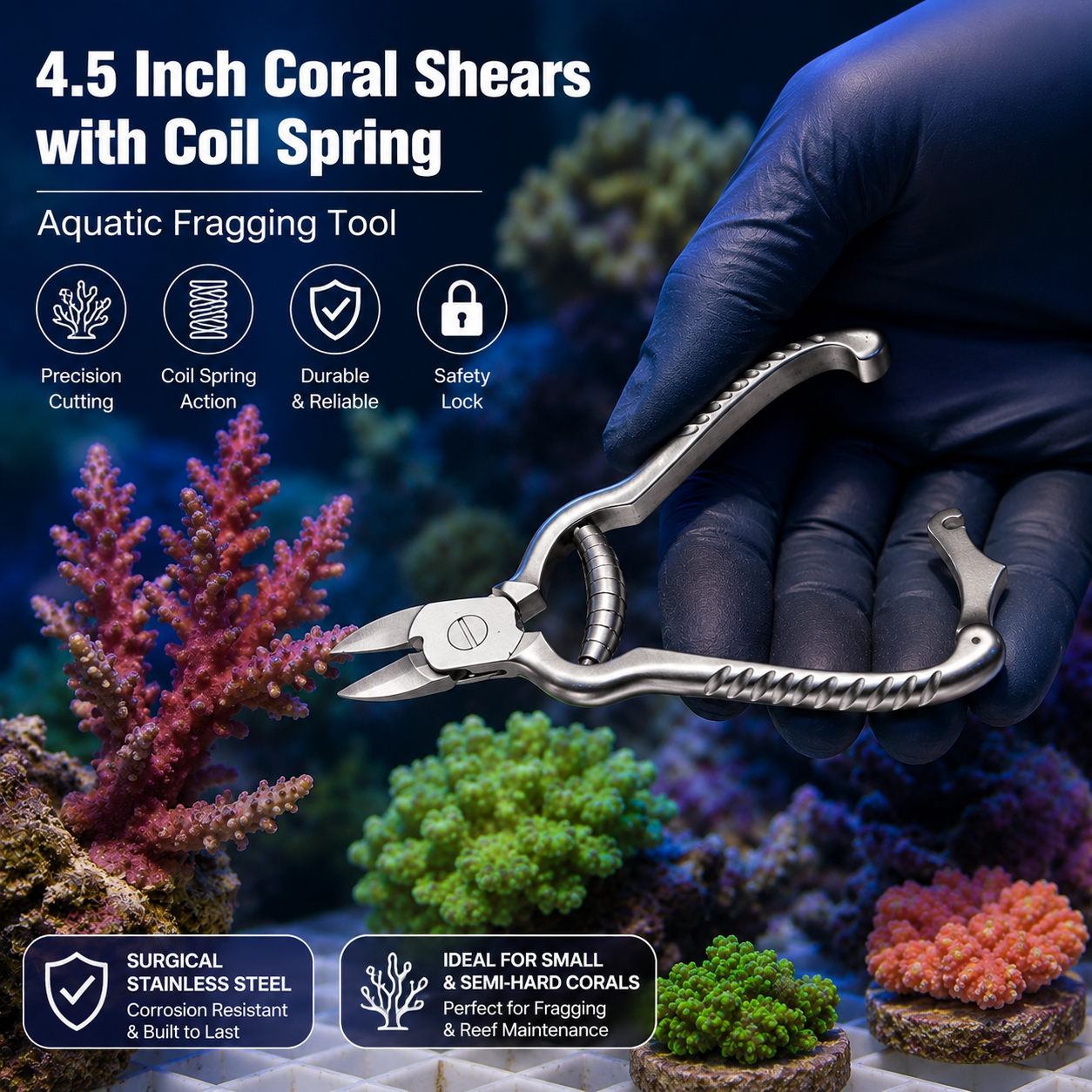 4.5” Coral Shear with Coil Spring | Surgical Stainless Steel Fragging ...