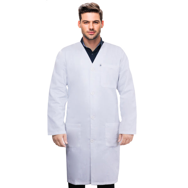 DR Unifrom Collarless Polyester Lab Coat for men (60% Cotton / 40% Polyester)