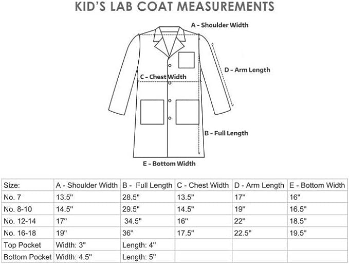 DR Unifrom 60 Cotton / 40 Polyester Lab Coat for kids 8/10 DR