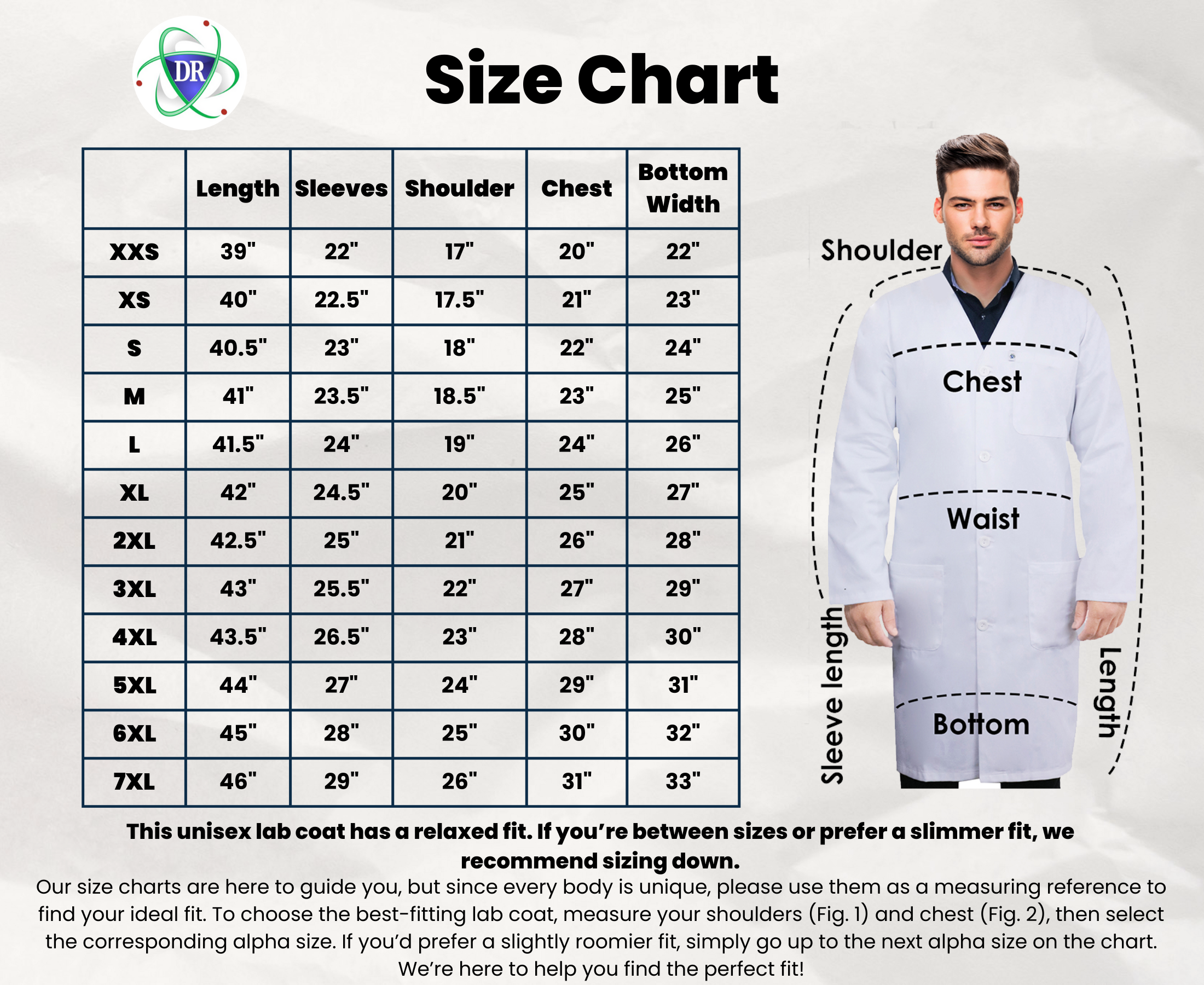DR Uniforms Unisex Lab Coat White (100% Cotton) - Laboratory Coat - DR ...