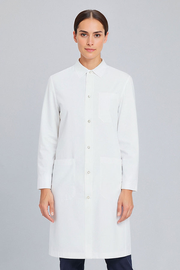 DR Uniforms® Women's Lab Coat - Knee-Length with Snap Closure