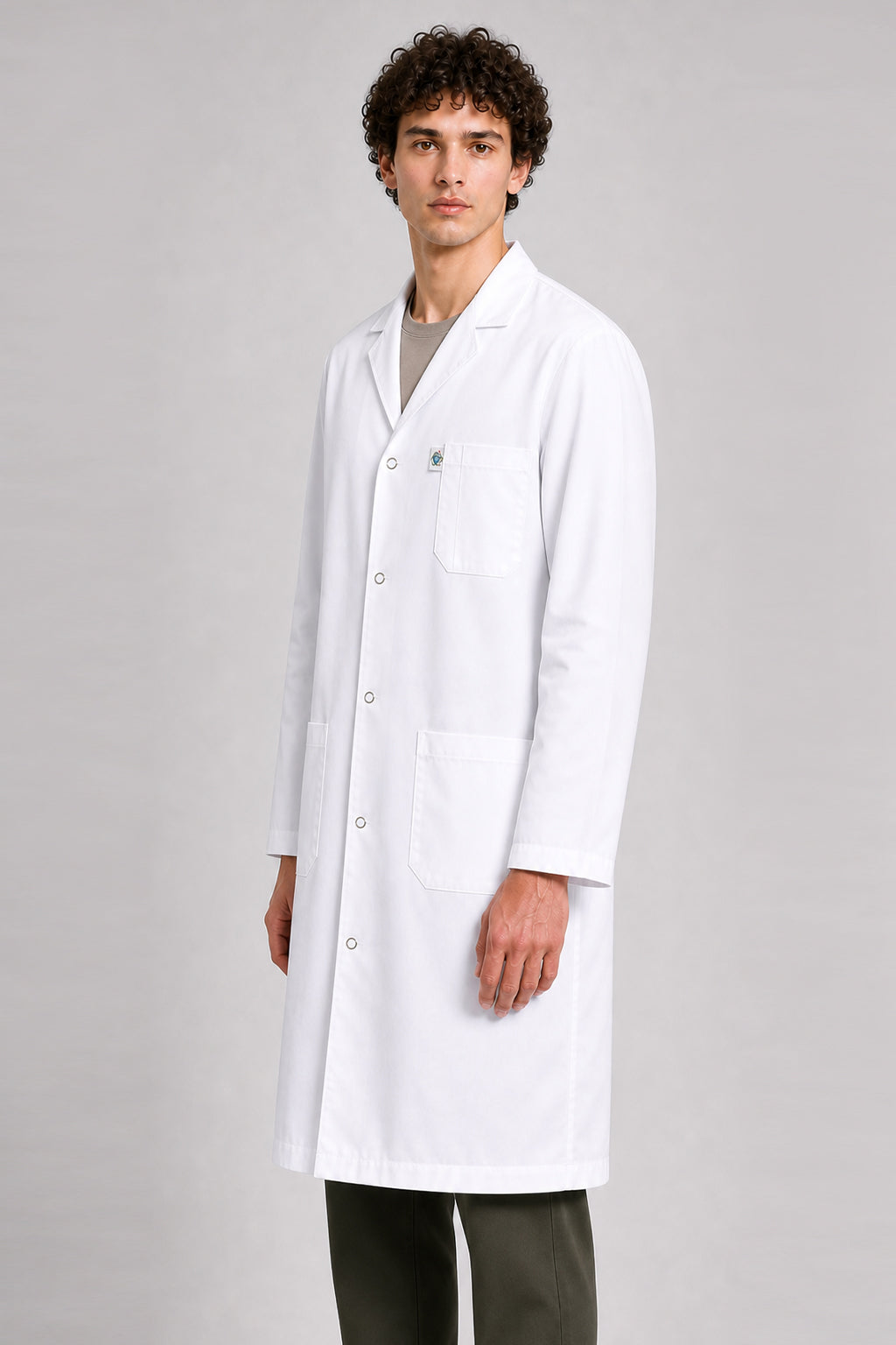 DR Uniforms Snap Closure Knee Length Long Lab Coat White