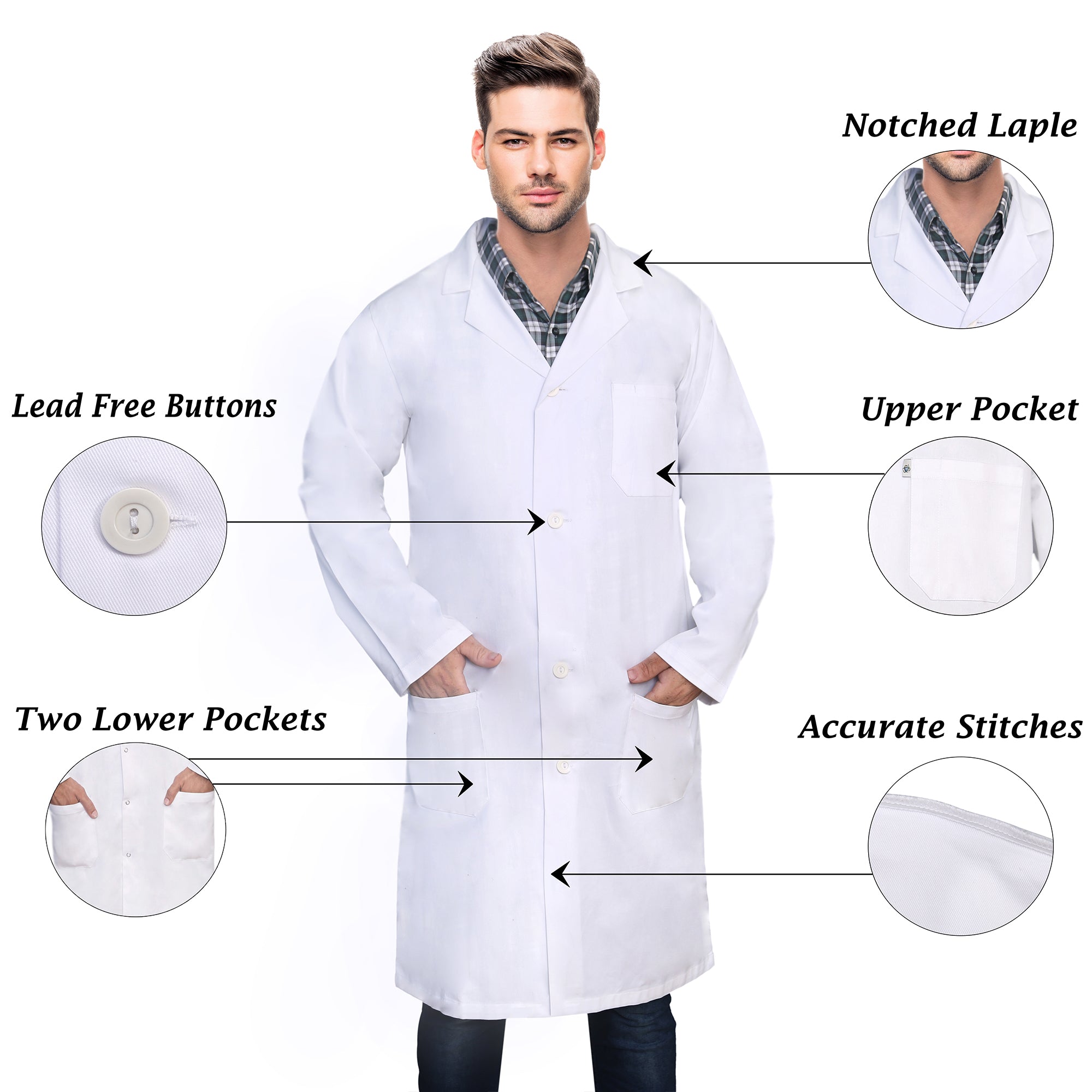 DR Uniforms Unisex Lab Coat White (100% Cotton) - Laboratory Coat - DR ...
